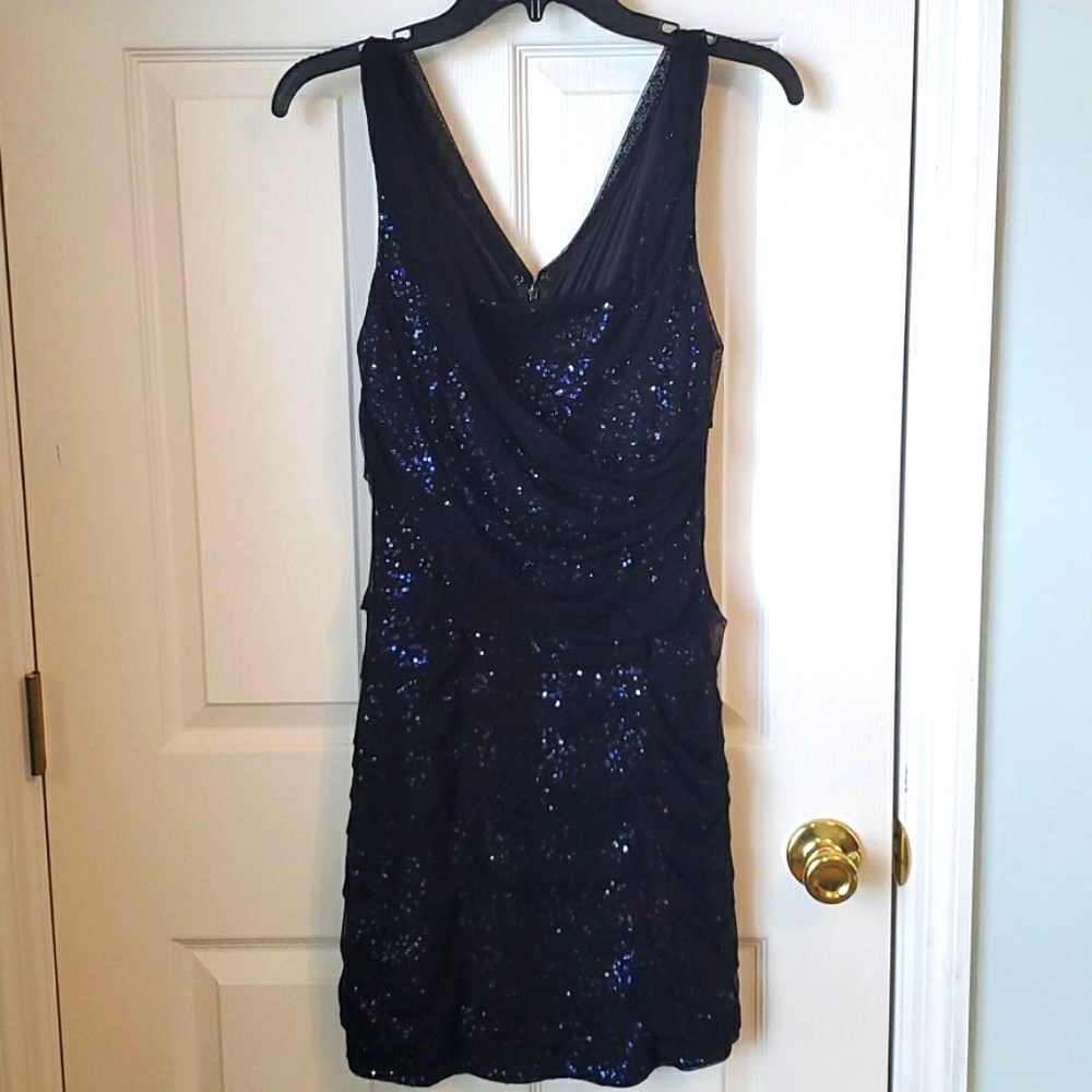 Express Navy Sleeveless Sequin cocktail Dress